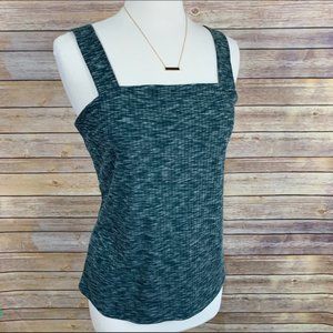Bobeau Sz L Marled Green Square Neck Tank Top NWT